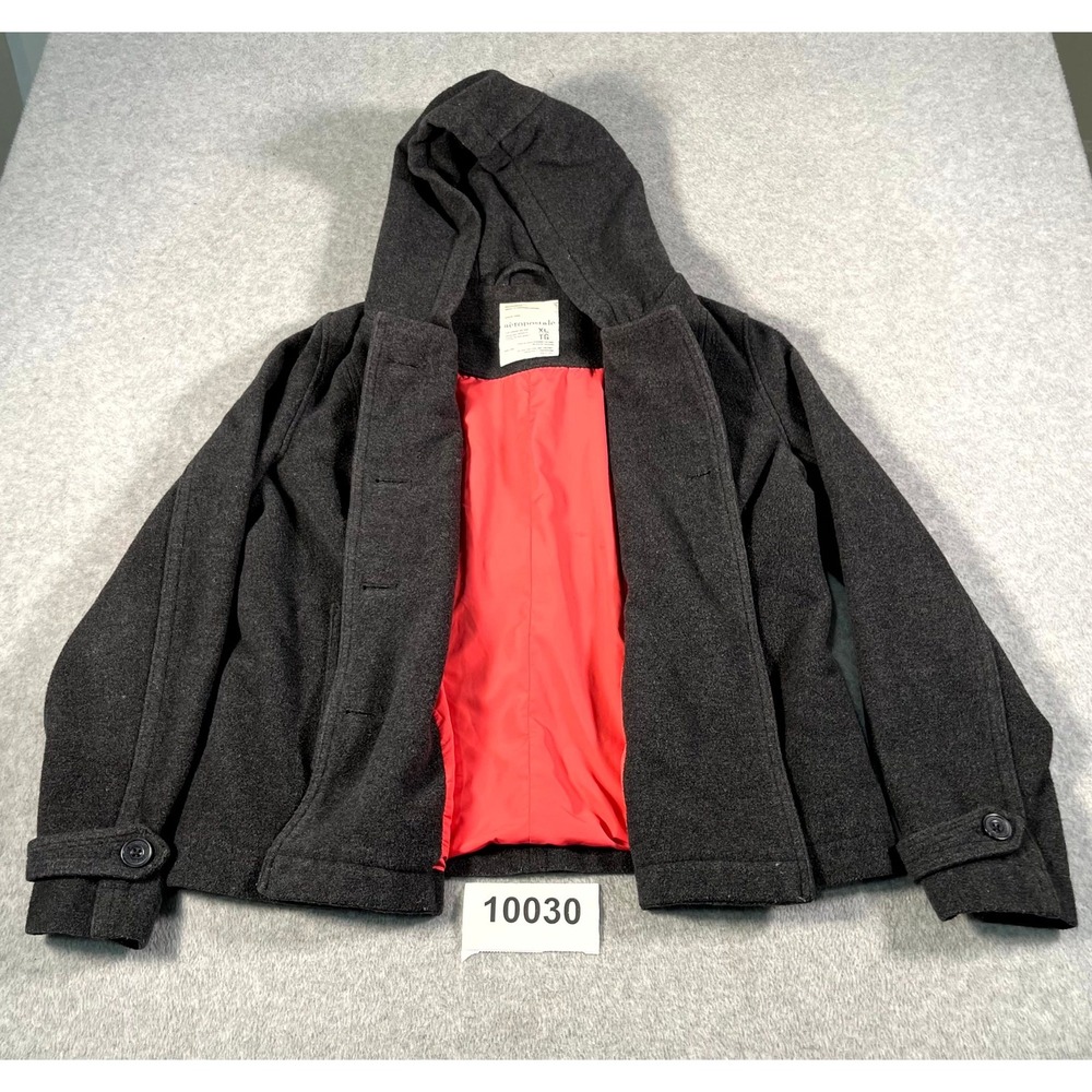 Aéropostale Peacoat Women's XL Charcoal Gray Double Breasted Hooded Button Front